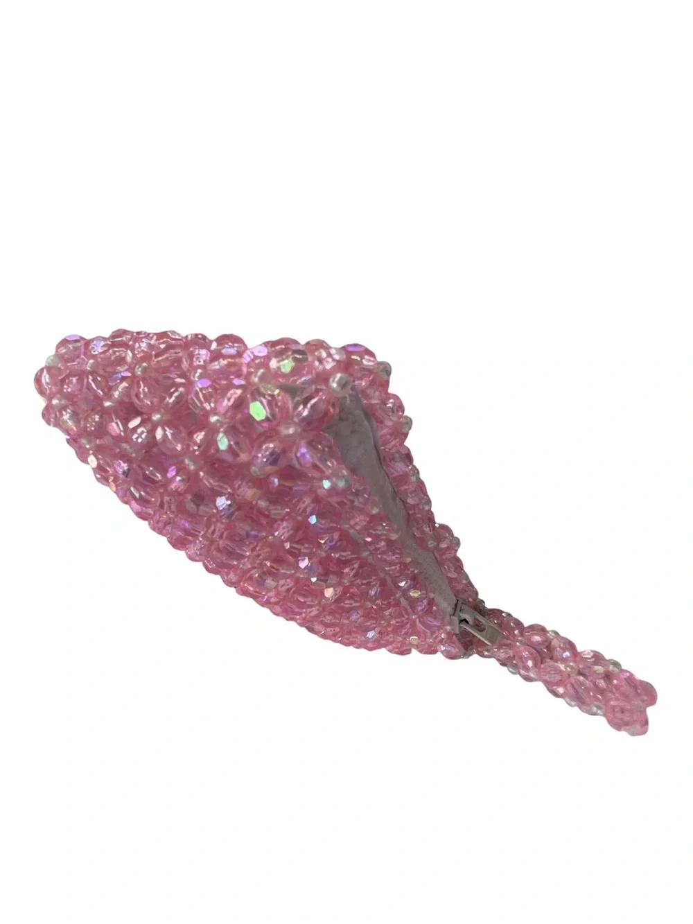 ✨ Gorgeous Handmade Shimmery Pink Crystal Beaded Mini Pouch/ Wristlet ✨